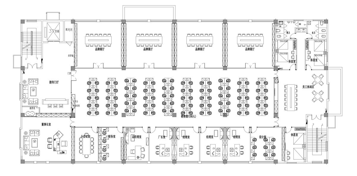合肥尚喜A#2000m2極簡風(fēng)辦公樓裝修案例(圖1)